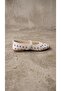 Women's White Disco Stone Buckle Leather Ballerinas 1cm Byndsk400 - 7