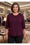 Plus Size Mother's Embroidered Stone-Decorated Combed Cotton Blouse - 2