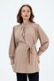 Pregnant Jessica Fabric Blouse, Collar Zipper, Sleeves with Button Detail (Mink) - 7