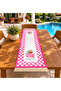 Pink Checkered Table Runner – Vintage Teapot Patterned Tassel Runner