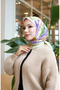 Floral patterned cotton cocoon scarf 70336-10 yellow lilac