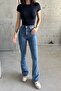 Women's Cotton Flared Loose Blue Jeans