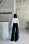 Women's Oversize Wide Leg Baggy Black Denim Trousers - 6