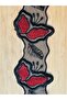Red Embroidered Guipure on Black Width 5 cm 1 Meter - 2