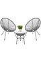 Outdoor Balcony Furniture Set with Table and 2 Chairs Gray PE Plastic Patio Set - 3