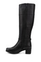 Women's Black Zippered Thick Heeled Genuine Leather Boots - 5