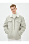 Suede Look Jacket Inside with Plush Pocket Detail and Snap Buttons - 4