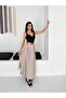 Tesettür Skirt - Pleated with Belt / Textured Fabric Maxi Length Skirt - 4