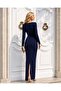 Double-Breasted Collar Midi Dress with Back Slit 581845 Dark Blue - 3
