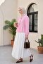 Buttoned Blouse with Bow Detail on the Front and Elastic Sleeves - Pink - 3