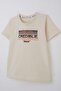 Boy's T-Shirt with Text Print and Back Print Detail, Ages 10-16, Cream - 4