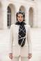 Women's Twill Silk Scarf Black White - 3