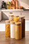 4-3 Bamboo Vacuum Lid Round Borosilicate Glass 6-Piece Jar Set Storage Container 2100ml 10X30Cm - 4