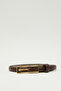 Thin Belt with Rectangular Buckle Brown - 2