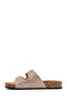 Women's Gold Double Buckle Stone Slippers 26Sfe400514 - 3