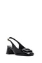Women's Black Ankle Buckle Open Back Short Thick Heeled Patent Leather Shoes 25Sfd182616 - 7