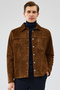 Enzo Men's Brown Shirt Collar Suede Leather Coat 24Sge652410