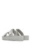Women's Gray Banded Thick Soled Jelly Slippers 25Sfe4751Pv - 6