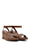 Women's Brown Ankle Buckle Wedge Heeled Straw Sandals 26Sfe4814M7 - 2
