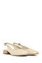 Women's Beige Open Back Short Block Heel Pack Leather Shoes 26Pfd411418 - 2