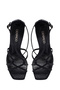 Women's Black Ankle Buckle Thin Heeled Evening Dress Shoes Metallic Genuine Leather Sandals 25Sfd161232 - 8