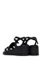 Women's Black Ankle Buckle Wedge Heeled Leather Sandals 25Sfd131518 - 5
