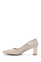 Women's Beige Short Heeled Patent Leather Genuine Leather Heeled Shoes Stiletto 25Sfd132516 - 4