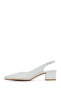 Women's Beige Open Back Thick Short Heeled Leather Shoes 26Pfd140618 - 3