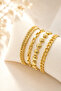 Non-Tarnishing Gold Color 4-Piece Cube Detailed Bracelet Combination - 2