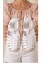 Women's Shiny White Straw-Striped Jelly Sandals 2cm Byndhasjlly01
