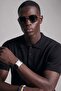 Men's Relaxed Fit Draped Polo Collar Knitwear T-Shirt Black - 3