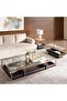 Zarol Sofa Corner End Table Tempered Glass - Gold & Brown - 5