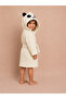 Panda Embroidered Unisex Children's Bathrobe - 100% Cotton Hooded - 4