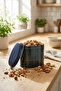 Ef004-g0 حاوية تخزين معدنية بيضاوية منقوشة باللون الأخضر مقاس 11 × 15 سم - 2