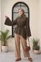 Elastic Waist, Lace Detail, Wide Leg Sofia Linen Look Trousers - Cinnamon - 3