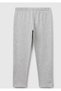 Girl's Gray Melange Long Leggings with Benetton Logo Gray Melange