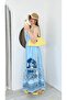 Women's Buttoned Bodice Square Neck Patterned Maxi Long Linen Dress - 7
