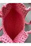 Hand Knitted Pink Color Bag Made from Seamless Combed Cotton Yarn - 8