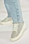 Y444708402 Silver Suede Stone Detailed Women's Sneakers Sneakers - 5