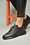 P540502403 Black/Black Genuine Leather Women's Sports Shoes - 3