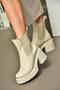 R996020009 Beige Thick Heeled Women's Boots - 4