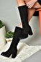 R518911402 Black Suede Thick Heeled Women's Boots - 5