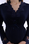 Cotton Maternity and Postpartum Pajama Set with Nursing Features – Elastic Waistband Effortt - Navy Blue - 5