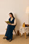 V-Neck Embroidered Gilet Navy Blue - 8