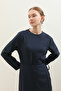 Side Tie Skirt Dress Navy Blue - 5