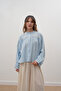 Lace Gathered Shirt Baby Blue - 2