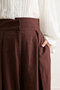 Wide Pleated Linen Trousers Burgundy - 4