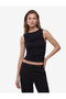 Skinny Fit Crew Neck Draped Sleeveless Tulle Blouse - 2