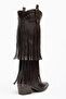Bitter Brown Matte Leather Tasseled Buckle Western Cowboy Boots - 4