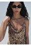 Leopard Print Flounced Slit Dress - 6